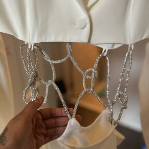 Dress in while embelished with silver